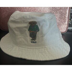 POLO Ralph Lauren Classic Cotton Chino Polo Bear Bucket Hat White Size L/XL